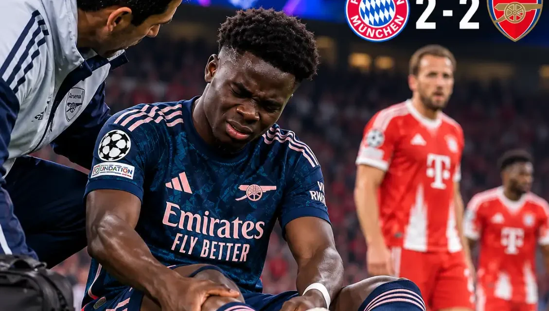 Arsenal Tahan Bayern 2-2, Bukayo Saka Alami Cedera
